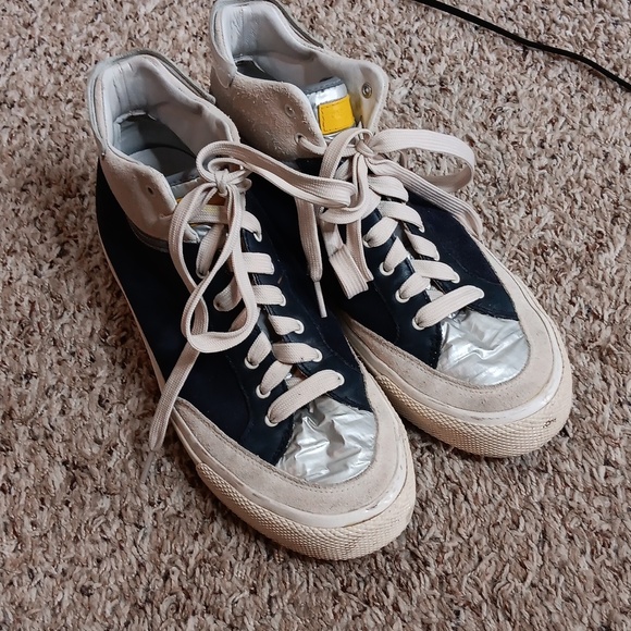 Rag & Bones RB Army High Suede Sneakers In Navy Combo Size 41 - Picture 8 of 8